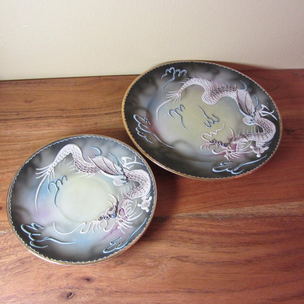moriage dragonware Japan appetizer plate & saucer vintage (W3359)